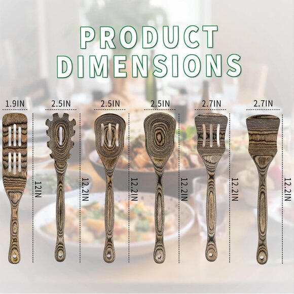 6 Pcs Kitchen Tools Set Including Cooking Slotted Spatula Spaghetti Spoon - Picture 8 of 13